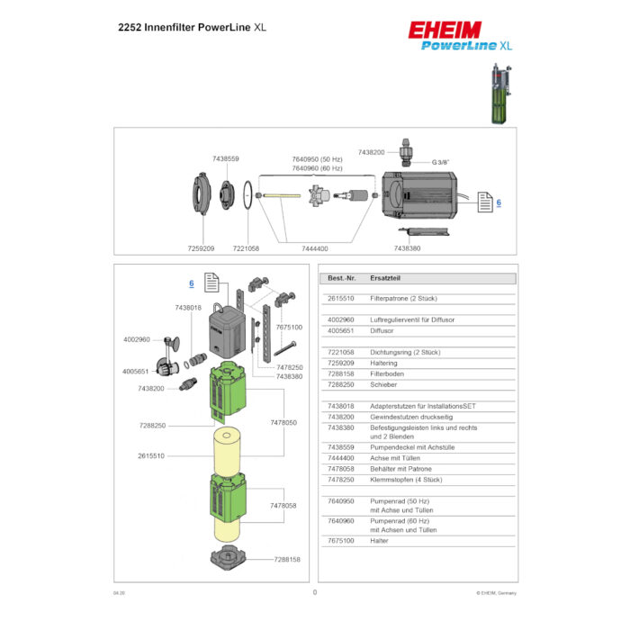 EHEIM Powerline XL instuctions