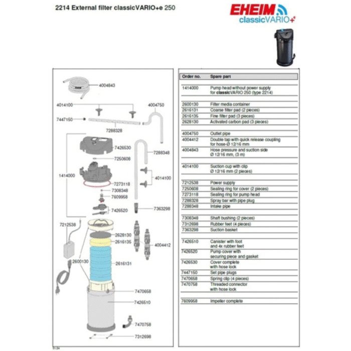 EHEIM BUITENFILTER CLASSIC VARIO+E 250 details