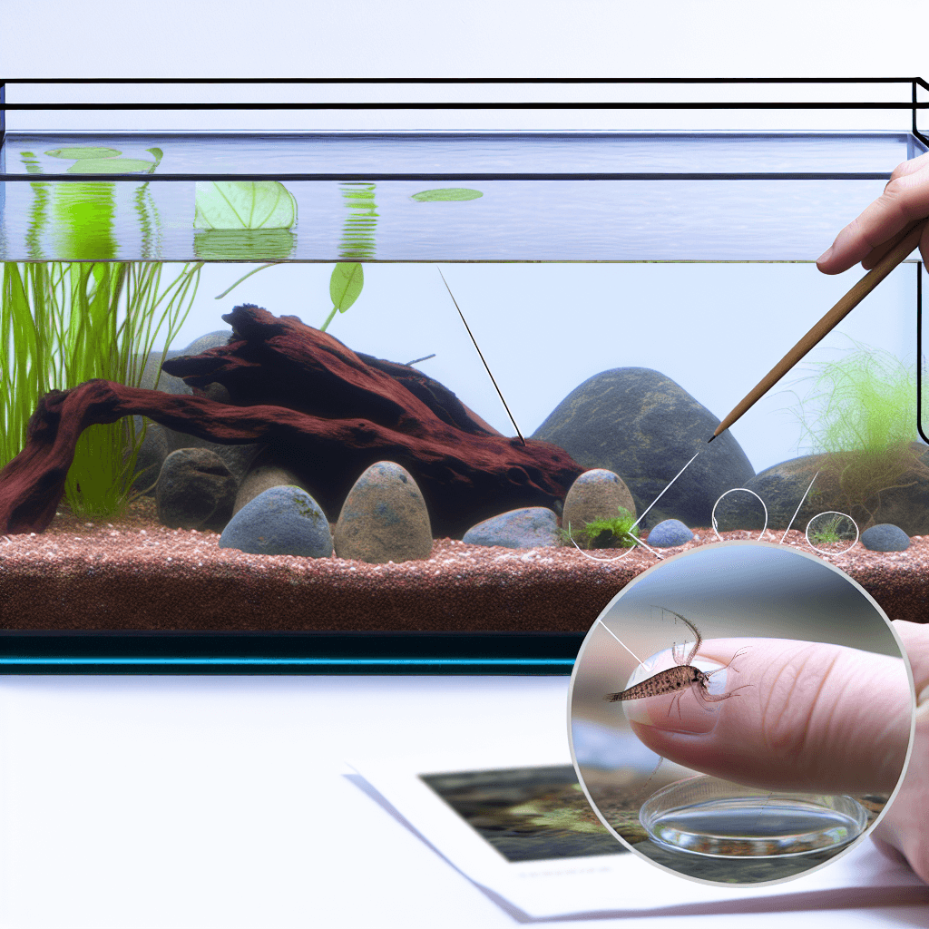 Microfauna in aquarium met natuurlijk substraat waterplanten en drijfhout