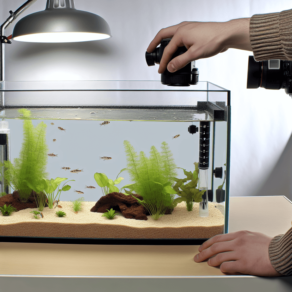Waarom nieuwe vissen in quarantaine plaatsen met tropische vissen sponsfilter en stripthermometer