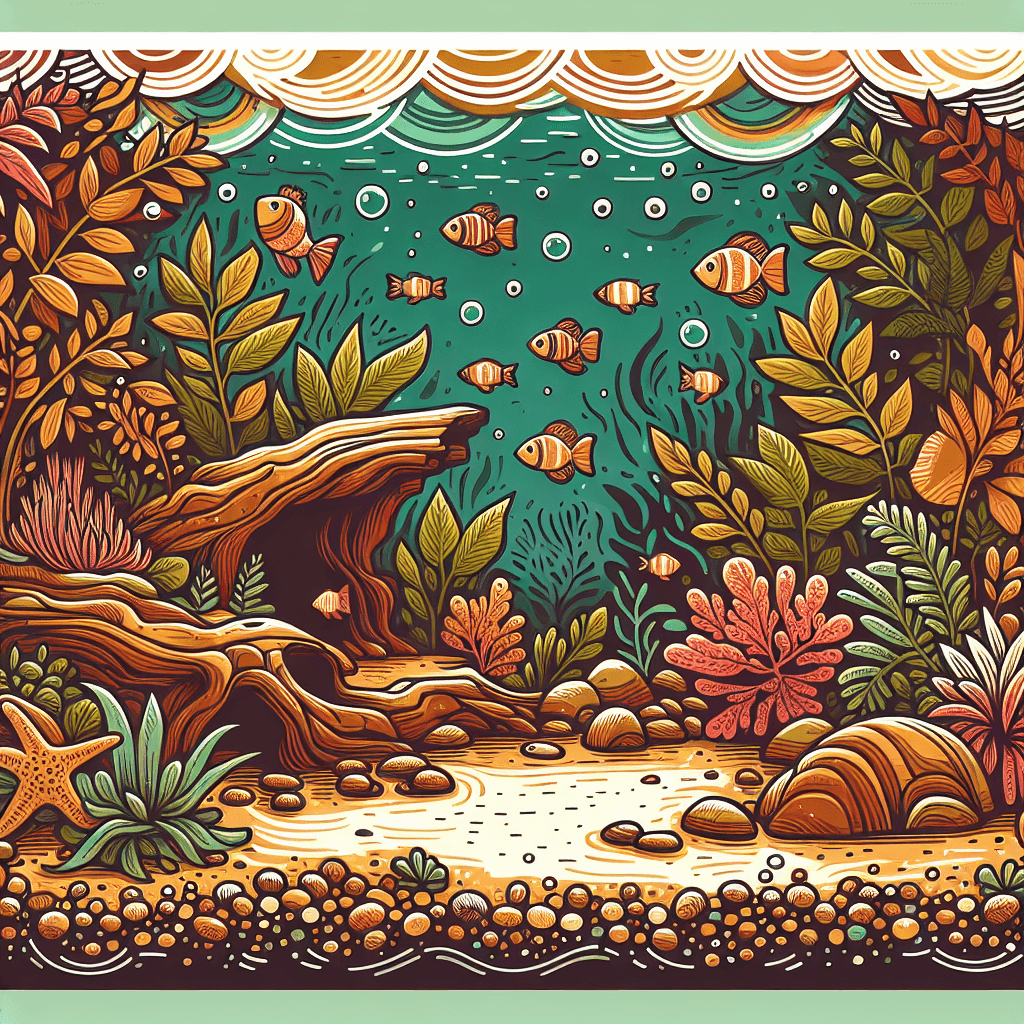 Schuilplaatsen voor aquariumvissen met rotsen grindbodem filterbuis en waterplanten