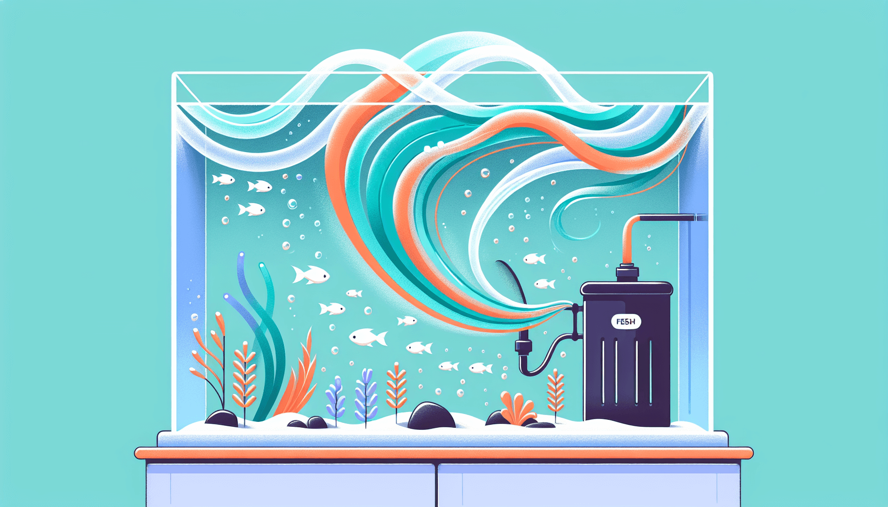 Goede watercirculatie in aquarium met filterbuis waterplanten en grindbodem