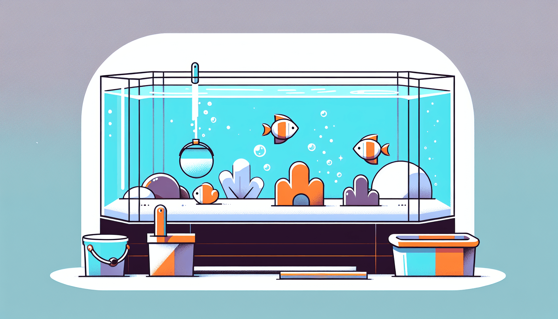 Aquarium resetten met grindbodem waterplanten temperatuurmeter en filterbuis