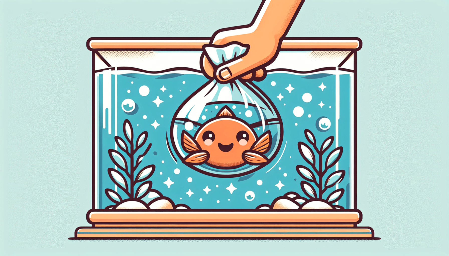 Temperatuurschokken bij nieuwe aquariumvissen met grind en waterplanten