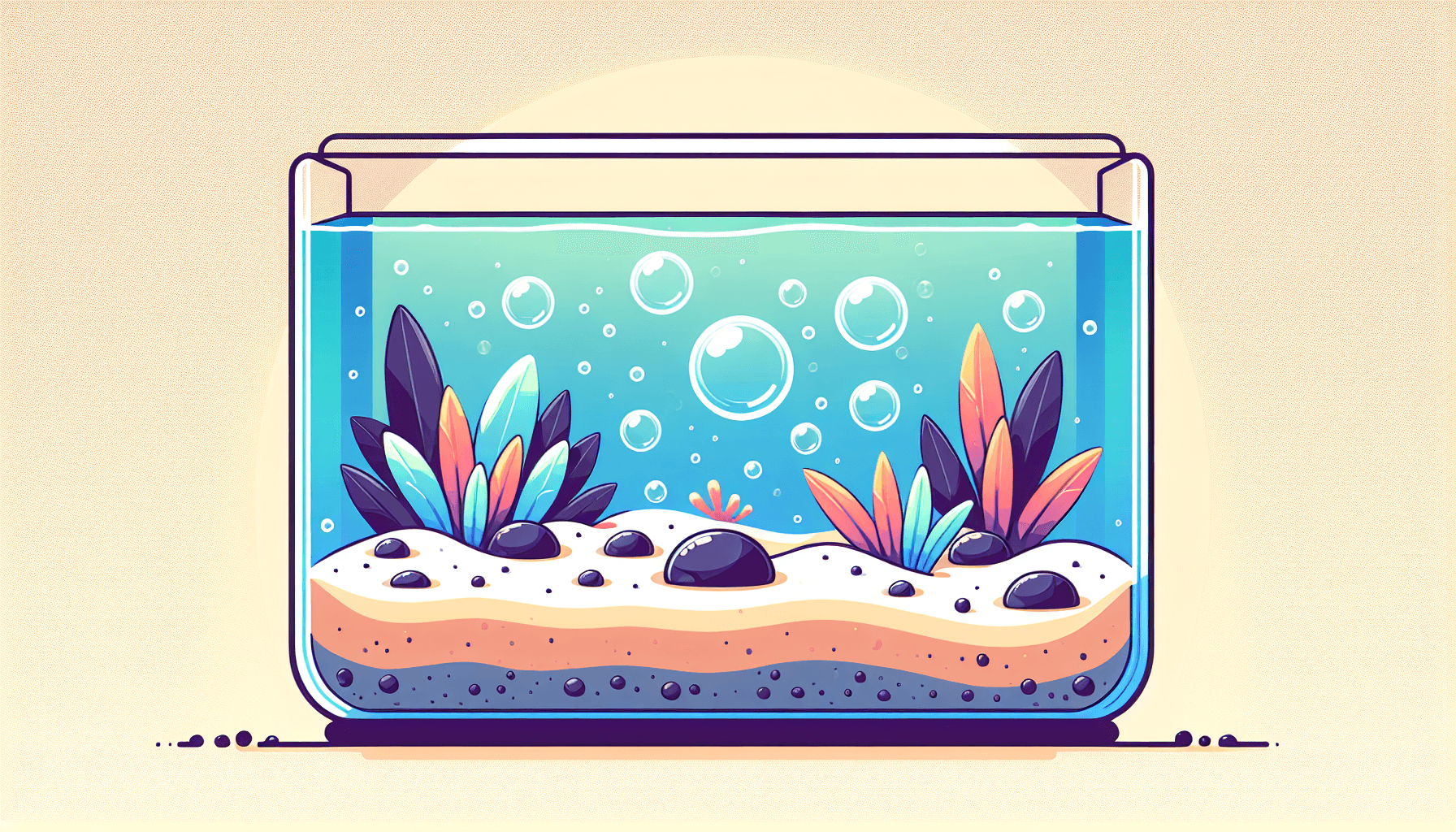 Hoe voorkom je luchtlagen in aquariumbodem met grind waterplanten en temperatuurmeter