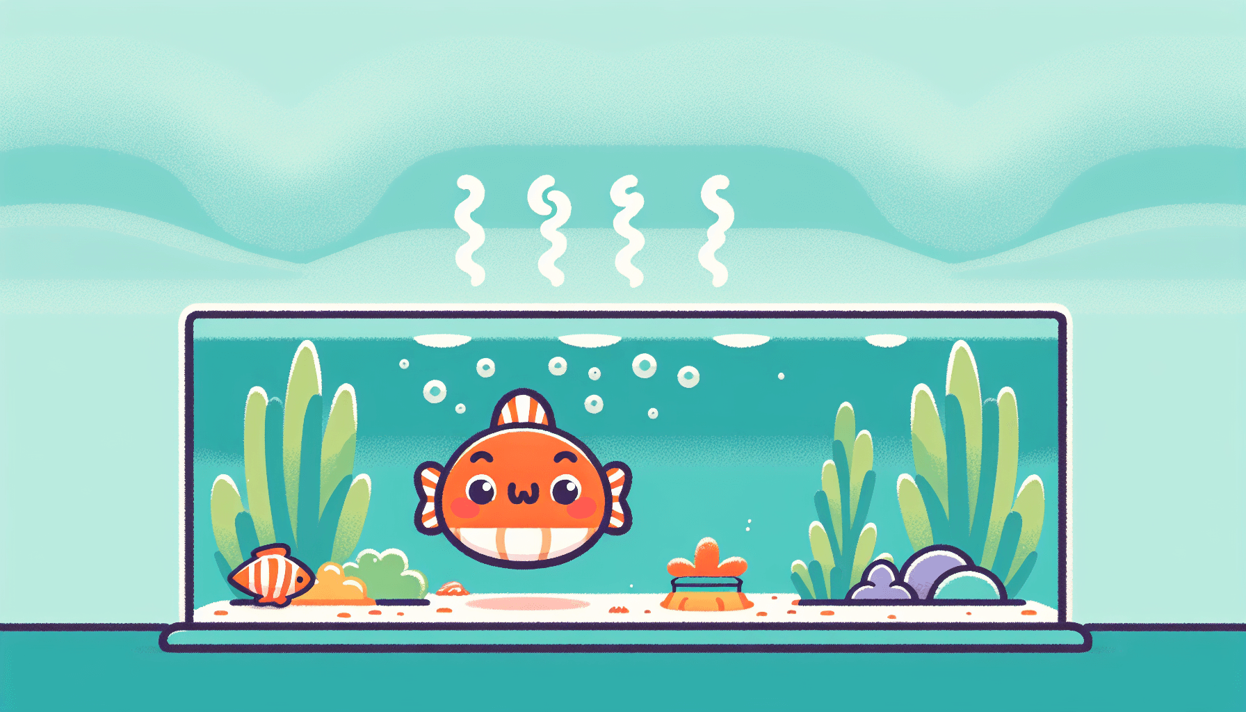 Vieze geur in aquarium met waterplanten grind filterbuis en temperatuurmeter