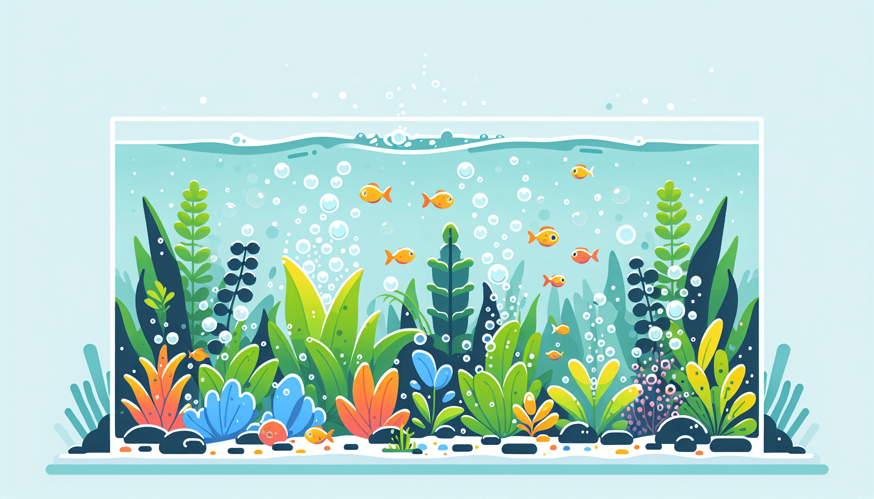 Zuurstofverzadiging bij aquariumplanten met grind en temperatuurmeter