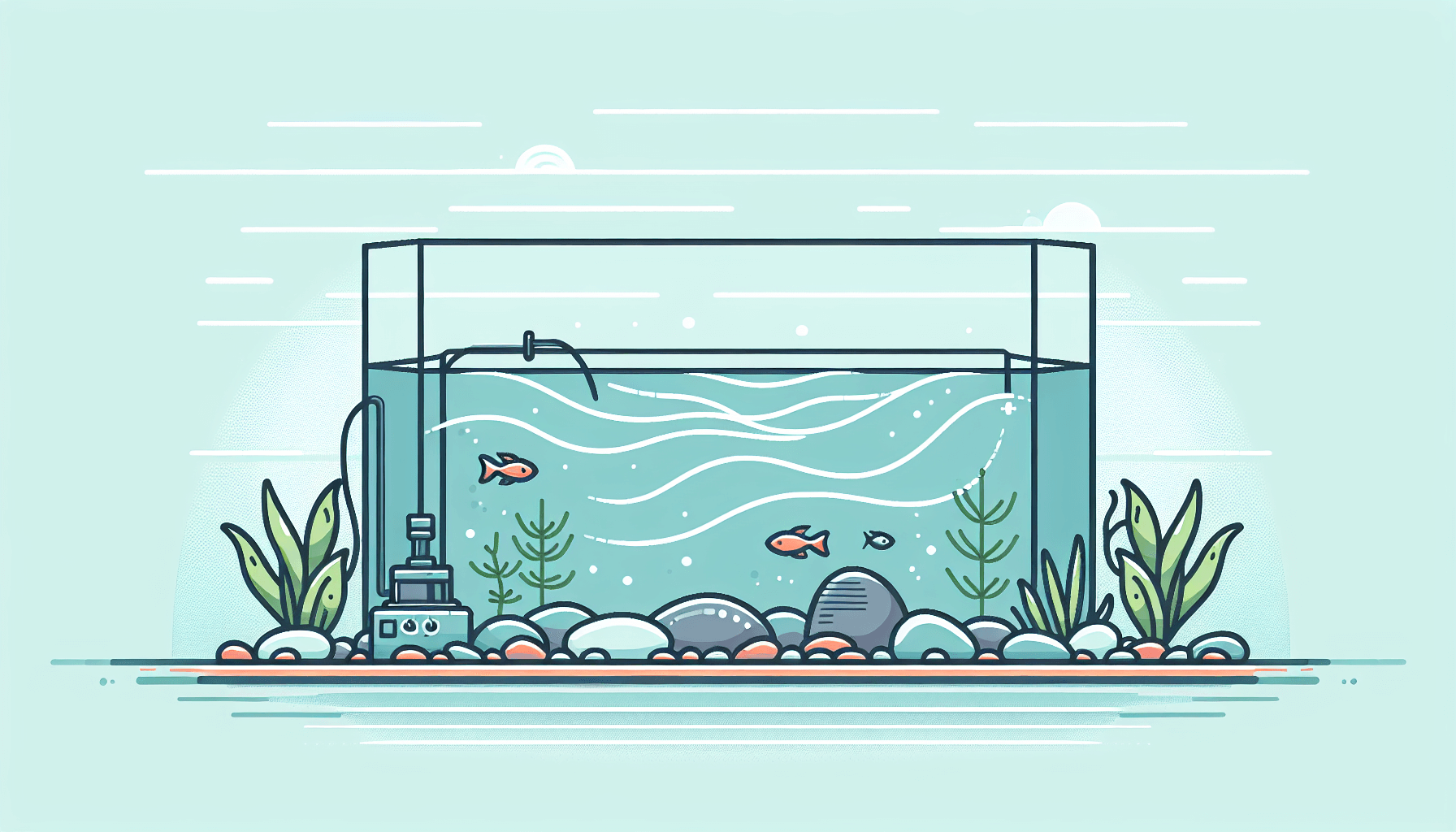 Te sterke stroming in aquarium met filterbuis waterplanten en grindbodem