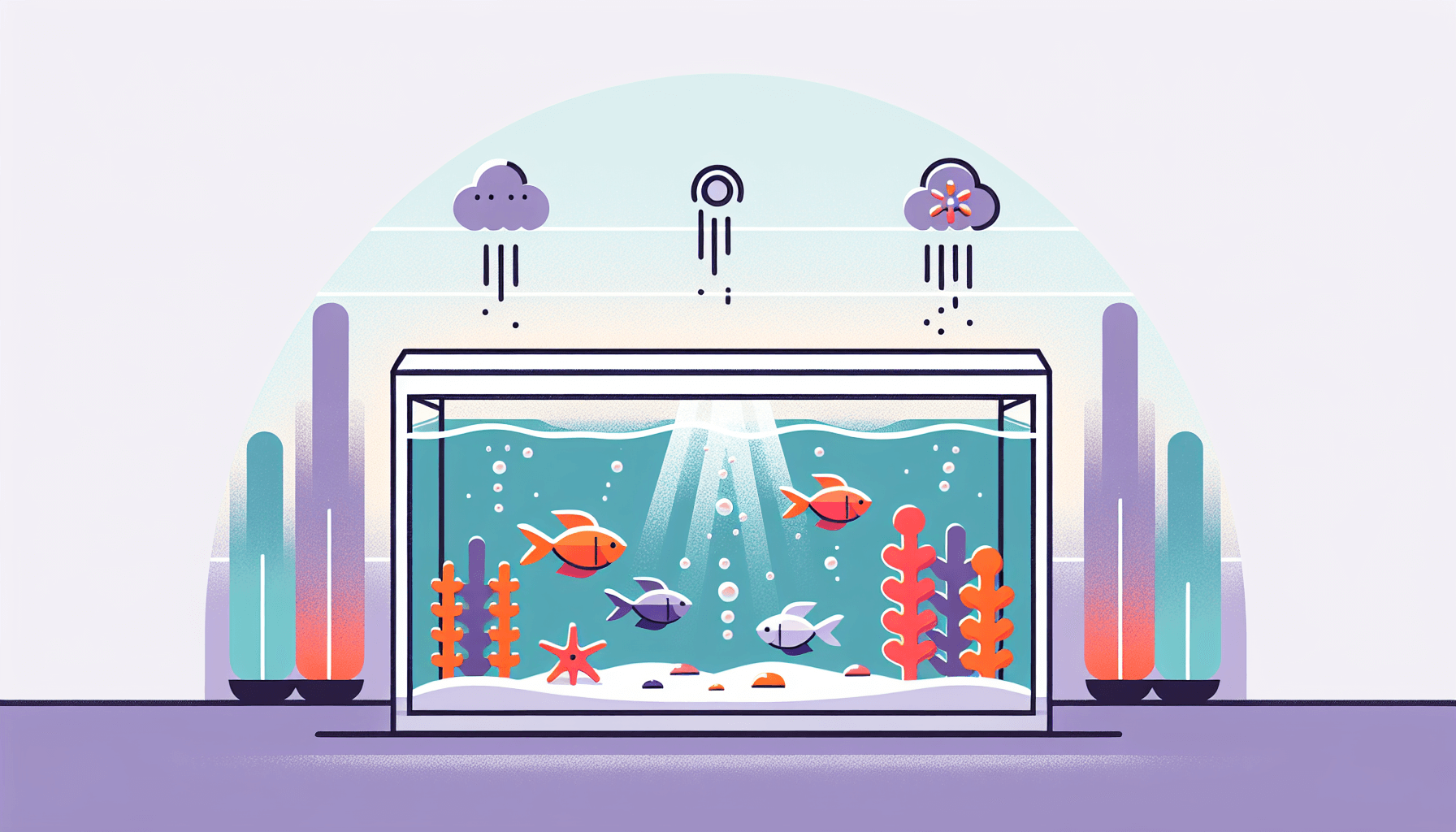 Luchtvervuiling binnenshuis aquariumwaterkwaliteit met filmsluier waterplanten en filterbuis