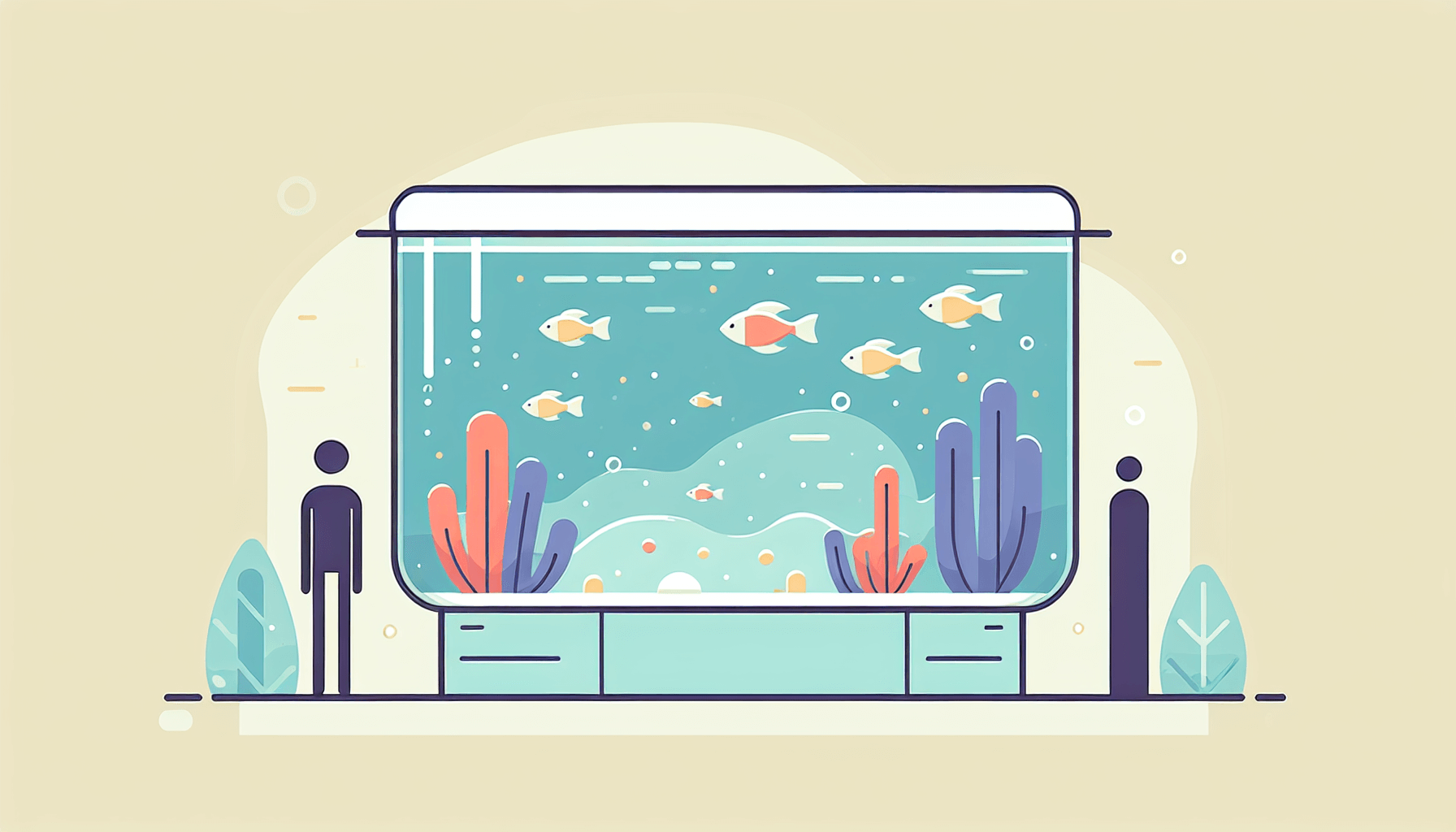 Aquariumvissen tussen waterplanten grind en temperatuurmeter in aquarium