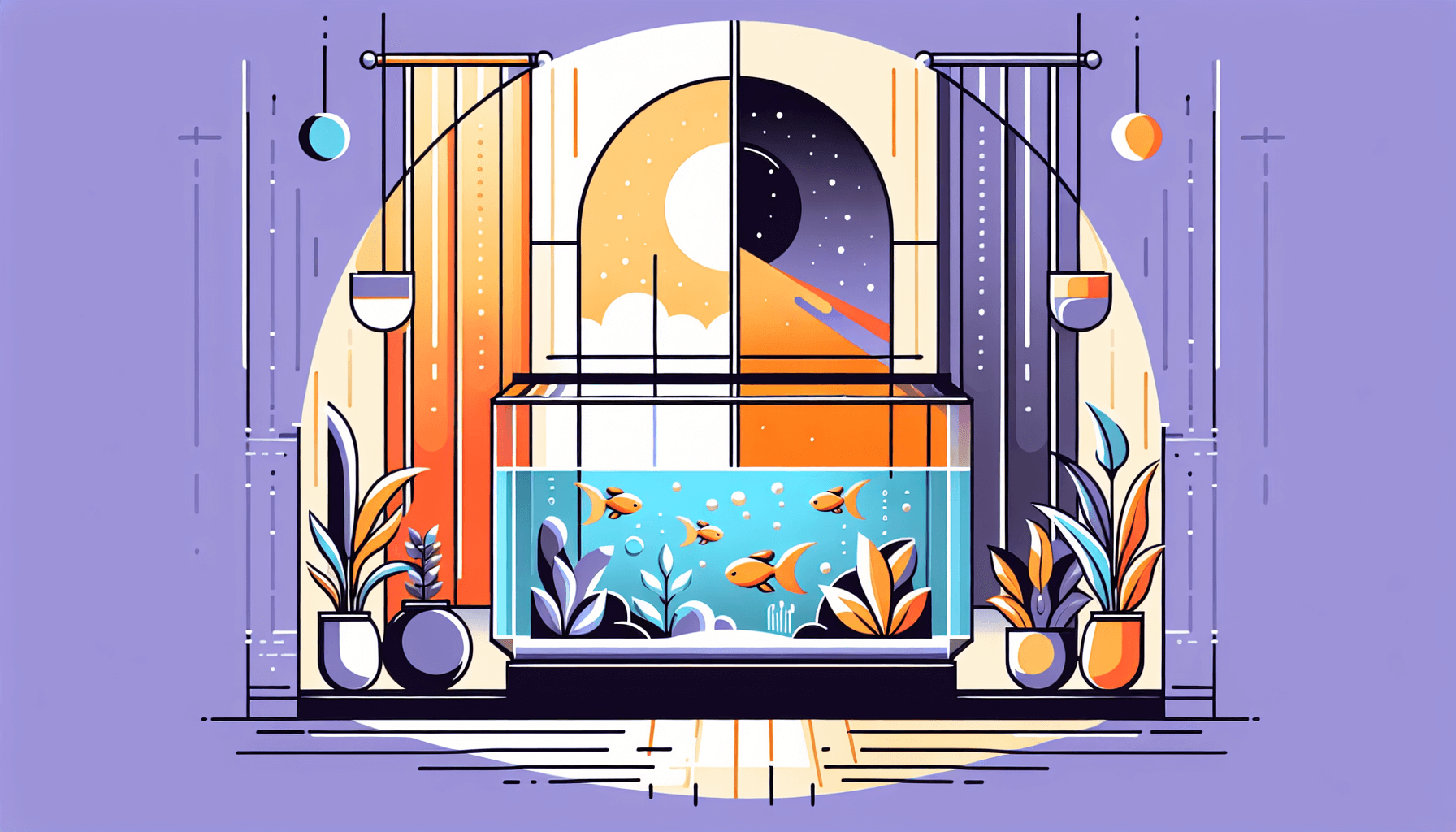 Aquarium balans met waterplanten grind en temperatuurmeter