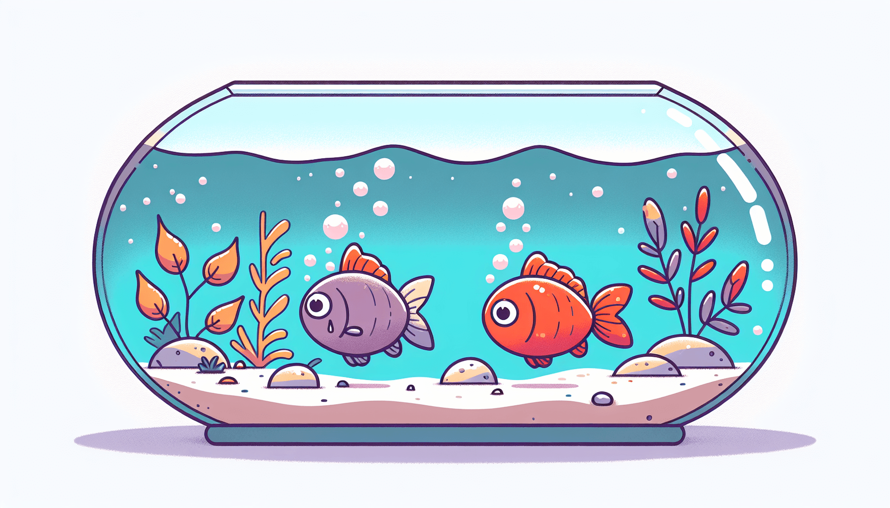 Stress bij aquariumvissen met kleurige vissen tussen waterplanten en grind