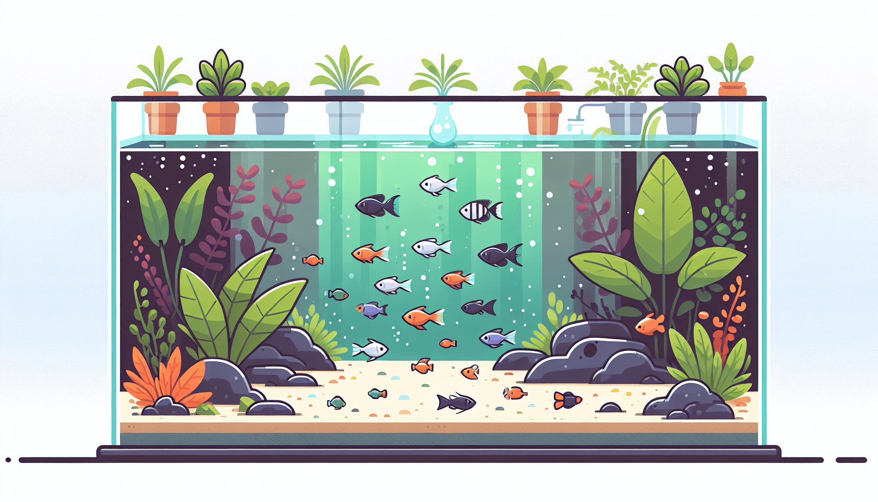 Combineren van biotopen in één aquarium met tetras waterplanten en grindbodem