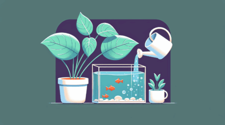 Aquariumwater voor kamerplanten met waterplanten grind en thermometer