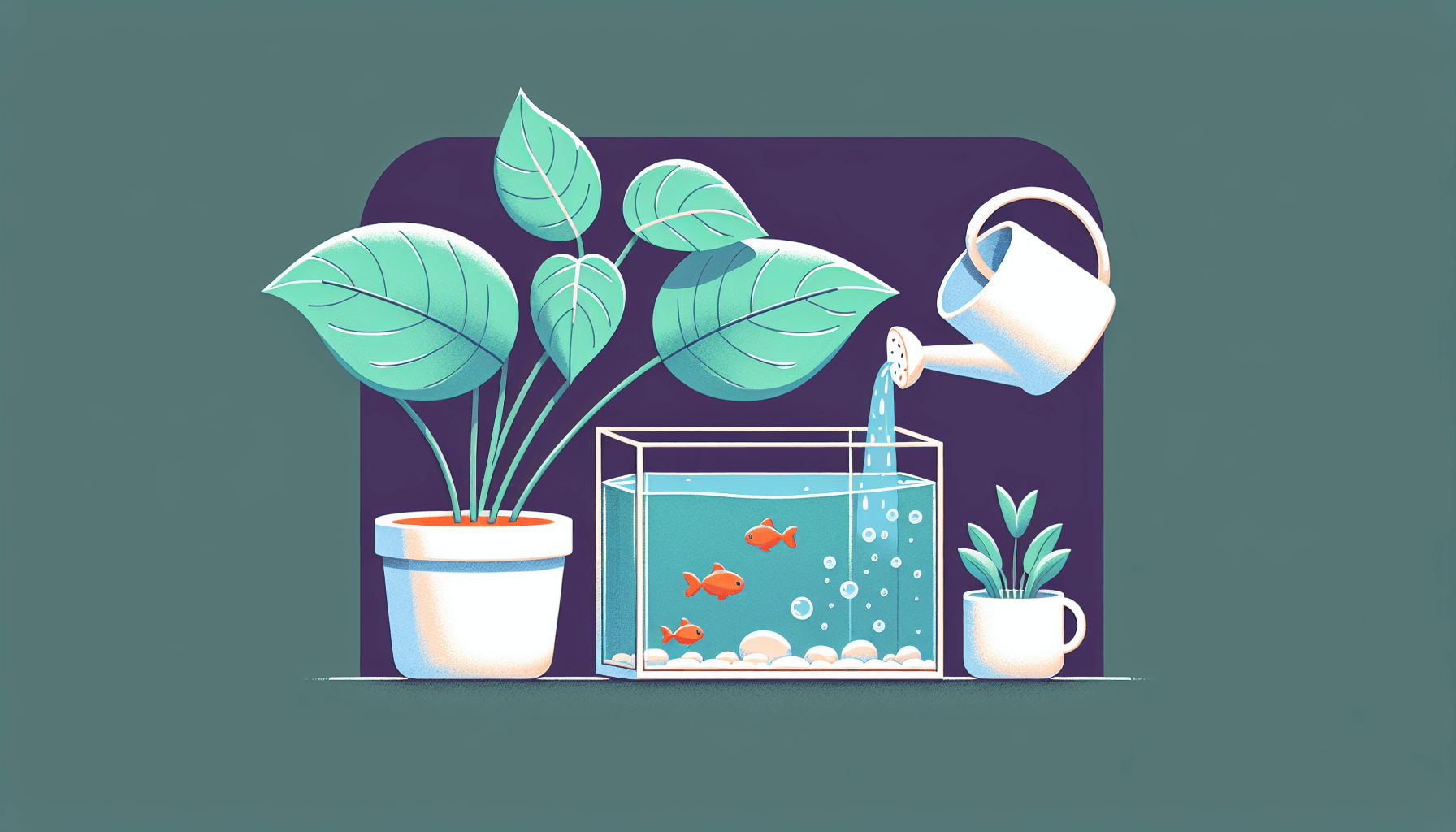 Aquariumwater voor kamerplanten met waterplanten grind en thermometer