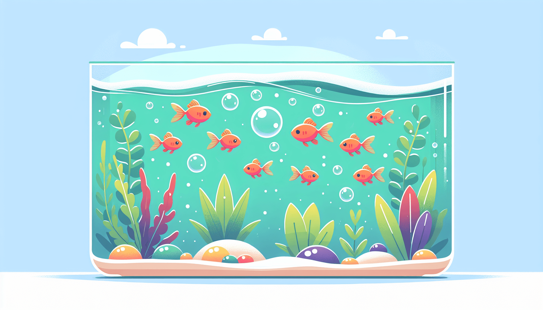 Jonge aquariumvissen bescherming tegen slechte waterwaarden met waterplanten en temperatuurmeter